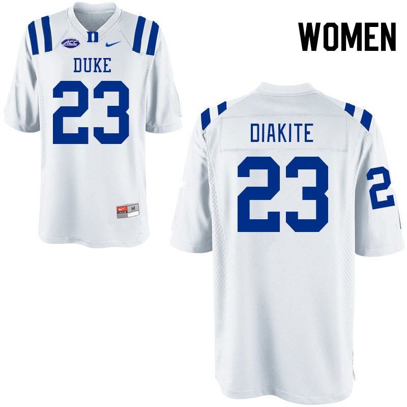 Women #23 Diassa Diakite Duke Blue Devils College Football Jerseys Stitched-White